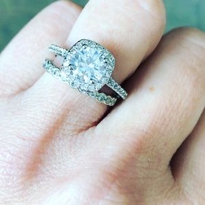 Pave Engagement Ring 14K White Gold